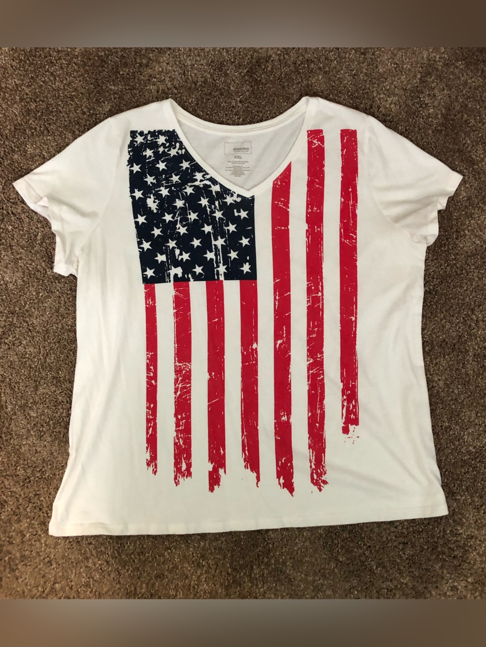 Sonoma American Flag Graphic V-Neck Women's T-Shirt